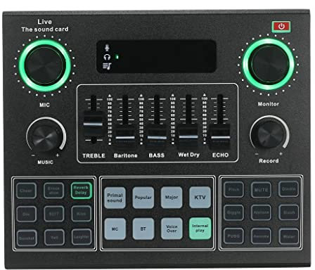 CVNIMV Carte Son V9 Live BT Accompagnement Audio Mixeur avec Effets sonores Diffusion Enregistrement Réseau Chant sur Téléphones Ordinateur Portable