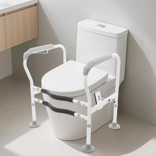 Support de toilette, aide au relèvement des toilettes, avec grands tapis antidérapants, réglable en largeur et en hauteur, pour personnes âgées handicapées