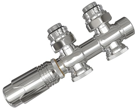 EMKE Multiblock-Heizkörperventil, Thermostatventil, Winkel- und Inline-Design, Ventil für Badheizkörper, Chrom G1/2