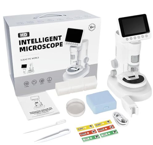 Children's Microscope, 1000x Magnification Kit, Kids Science Microscope, Kids Learning Science Set, 3.5-inch Foldable Screen, 32GB Storage Card, Educational Microscope for Ages 8-12