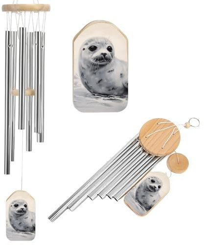 Harfen-Siegel-Windspiel für draußen, einzigartige Aluminiumröhren, Gedenk-Windglocke, groß, tiefer Ton, Windspiel für Terrasse, Garten, Dekoration, Geschenk für Mutter, Frauen, Nachbarn