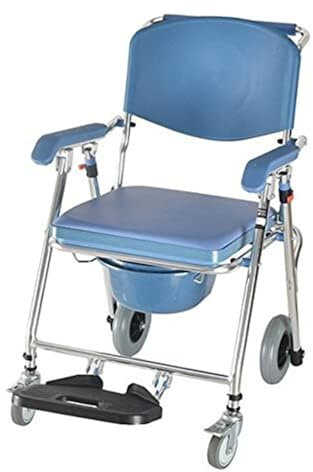 BOOZXCV Chaise de Toilette Commode Voyage en Fauteuil Roulant, Aluminium Pliant léger avec Chaise de Toilette à Roues/Chaise de Transport de Douche
