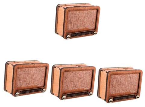 VILLCASE 4 Teiliges Sparschwein Aus Holz Mit Theke Sparschwein Aus Holz Für Eine Art Radio Bargeldnest Thermostat Für Erwachsene Verkaufsautomat