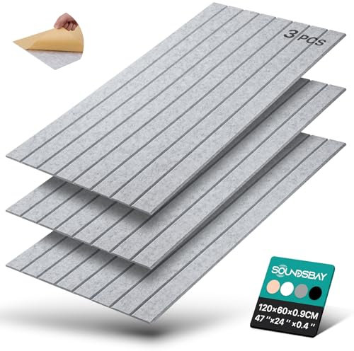 Panneaux Acoustiques Autoincollanti Soundsbay, 2,16 m² - 3 Pièces, 120 × 60 × 0,9 cm, pour Traitement Acoustique et Décoration Murale (Gris Argenté)