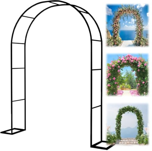 200cm 220cm 230cm Hoch Gartenbogen Rankbogen Aus Metall,Rosenbogen Für Kletterpflanzen,Rosenspalier Rankgitter Für Freien Balkon Rasen Hochzeit(Schwarz,W80 x H200cm)