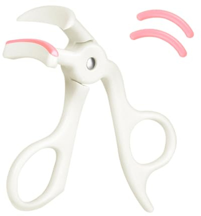 Vophoeen Wimpernzange mit Komfortgriff und Silikon-Pad, überlegener Lockeneffekt für langanhaltendes Heben, inklusive 2 Silikon-Ersatzpads, einfach zu verwenden für alle Augenformen (weiß)