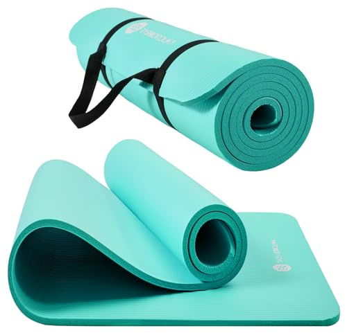 TASHIDROLMA Yoga Matte Dicker, NBR Yogamatte Rutschfest Mit Tragegurt, Für Gymnastikmatte, Fitnessmatte, Sportmatte, Trainingsmatte, Dicke 1cm (183x61cm)