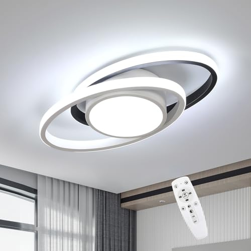 Mckalen LED Deckenleuchte Moderne, 39W 4387LM LED Deckenlampe Dimmbar mit Fernbedienung/APP, 3000K-6500K, 38.5CM Oval Deckenbeleuchtung Rund aus Aluminium für Wohnzimmer Schlafzimmer Esszimmer Küche