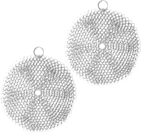 GAROZATION 2 Stück Edelstahl Kettenschrubber Topfreiniger 5x5cm Rostfreier Edelstahl Metallwäscher Für Töpfe Woks Pfannen Langlebiges Reinigungstool Ohne Borsten
