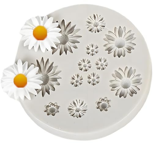 3D Silikon Kuchenform, Blumen Schokolade Silikonform, Gänseblümchen Silikonform, Blumen Kuchen Fondant Silikonformen, Chrysanthemen Blumenform für Cupcake Topper, Schokolade