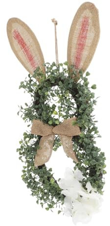 OUNONA Osterkranz in Hasenform Haustürkranz Aus Künstlichem Grün Frühlingstürkranz Als Dekorativ Aufhängen Für Innen Ornament Für Ostern