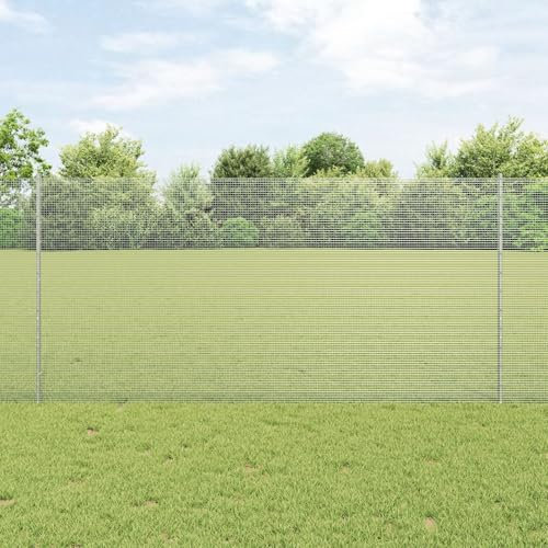 Juroupi Recinzione in Filo Saldato con 22 Post U Argento 1.2x25 m Acciaio,Reti di Acciaio zincato,Recinzione in Filo-3336364