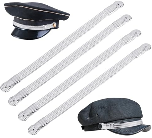 BENECREAT 4 Stück Hutband Aus PU Leder Offiziers Visier Crusher Mützenband Verstellbares Hutband Für Cowboyhüte Militär Golf Kapitänsmützen 285~495mm Lang