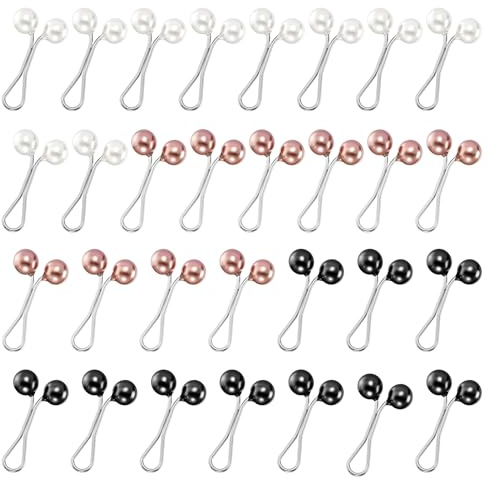 XLIUAX 30 Stück Hijab Nadeln für Frauen, 3 Farben Perlen Sicherheitsnadeln Hijab Pins Schal Nadeln Clips Muslimische U Förmige Safety Pins für Schal Schalclips