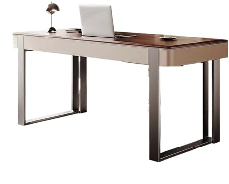 CYairong-22 Bureau pliable moderne minimaliste en bois massif de luxe en cuir de noyer pour chambre à coucher, bureau d'écriture (140 x 60 x 75 cm)