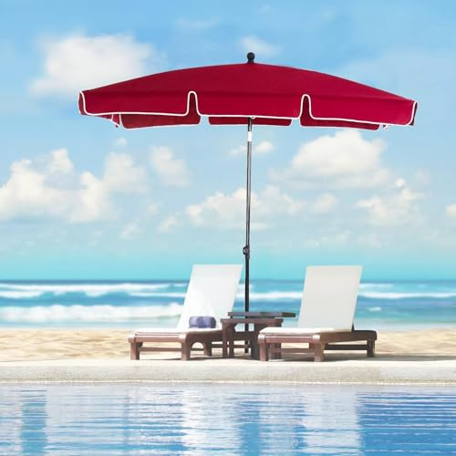 Grand parasol de jardin rectangulaire inclinable - 200 x 130 cm - Parfait pour extérieur, terrasse, balcon, plage et jardin