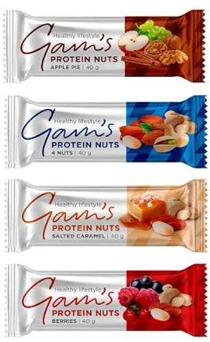 Gam's Protein Nuts Bars Mixed Case x 15, High Protein, Gluten Free, Palm Oil Free,