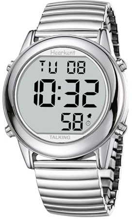 Orologio parlante da uomo, annunci vocali in italiano, cifre grandi e facili da leggere, adatto a ipovedenti, ciechi e anziani, quadrante grande, voce chiara e forte