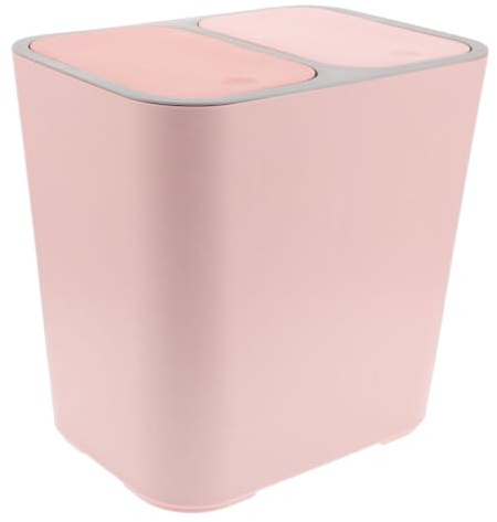 GALPADA Poubelle Cuisine Rose, à Double Compartiment, Couvercle Double | Plastique, Auto-fermante et Épaisse, Grosse Capacité, Facile à Nettoyer, Cuisine et Salon