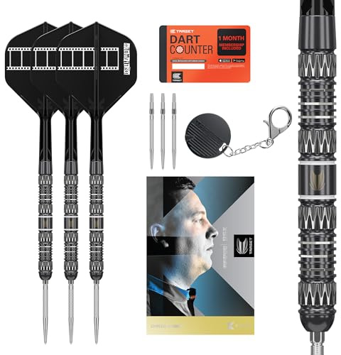 Target Darts Chris Dobey Steel Tip 95K Dart Set, 23G, K-Flex No.2 Flights & Shafts, Swiss GRD Silver Points & SP Tool Included | Player Edition Professional Dart Sets