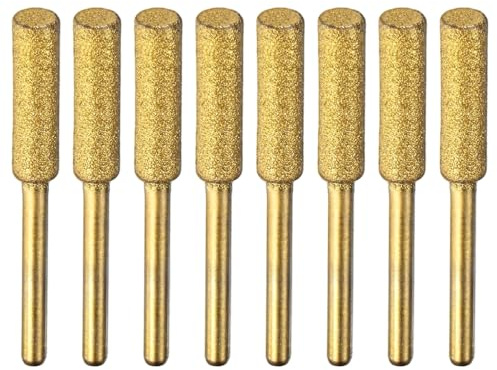 TIXIPEM Affilatrice per motosega diamantata placcata in titanio [8 pezzi] - Lima per affilare motosega elettrica, affilatrice per motoseghe elettriche e sculture in pietra e gioielli, oro - 7/32