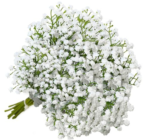 HIVTE 10 künstliche Schleierkrautblüten in Weiß, realistischer Schleierkrautstrauß für Heimdekoration, DIY-Hochzeitsdekoration, künstliches Blumenarrangement für die Vase