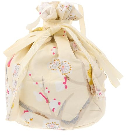 Operitacx Japanischer Kordelzugbeutel Beiger Stoffsackerl aus Baumwolle mit Genug Kapazität und Praktischem Design im Japanischen Stil für Geschenkverpackung und Unterwegs