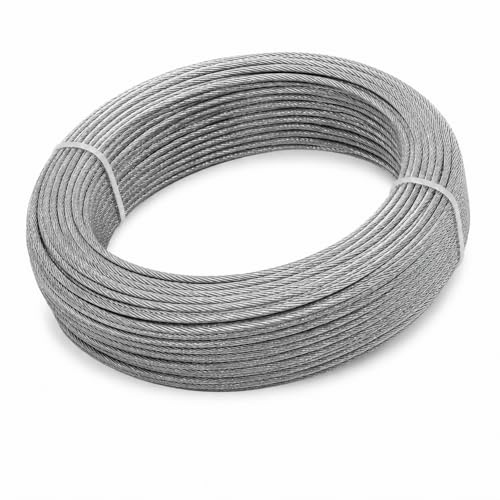 Cavo Acciaio Zincato 5 mm x 25 m, Corda Metallica in Acciaio 720 Kg Carico di Rottura