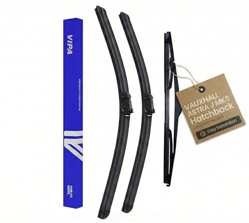 Vipa Car Parts Premium Wiper Blade Set | fits: VAUXHALL ASTRA J MK6 Hatchback (Dec 2009 to Dec 2016) | All-Weather Performance | Durable, Streak-Free Windshield Wipers | Easy Installation