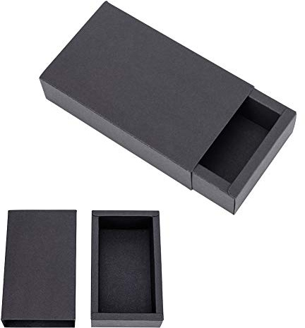 NBEADS 10 st kraftpapperslåda, 15 x 8 x 4 cm svart kartonglåda gör-det-själv hantverk smycken godis presentförpackning lådor till jul, bröllop, festgåvor