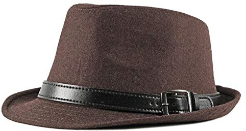 CHENNUO Vintagen Britischen Stil Gentleman Jazz Hut Herren Fedora Hut Winter Woll filzhut (Braun)