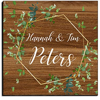 Holz Türschild mit Namen für die Haustür | Namensschild Briefkasten-Schild selbstklebend oder mit Bohrlöcher Klingelschild mit kratzfestem UV Druck | Größe 10x10 cm bunte Türschilder