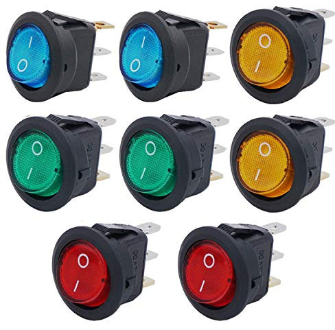 RUNCCI-YUN 8 Stücke LED Wippschalter, Kippschalter 12V, Runde SPST Switch für Auto Boot Lastwagen Trailer KFZ