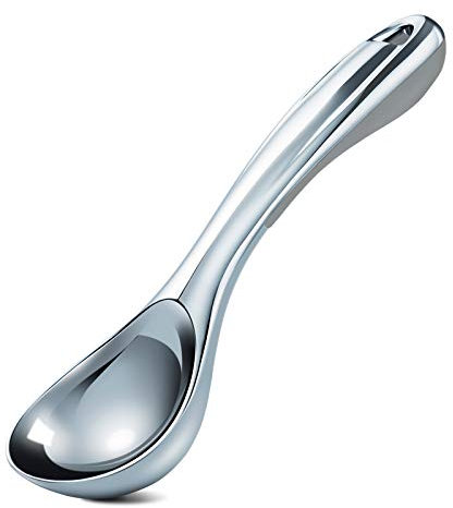 Eisportionierer Eislöffel Eiscreme Löffel mit Gummigriff Zinklegierung Antihaft, Länge 19cm Durchmesser 5cm (Grau)