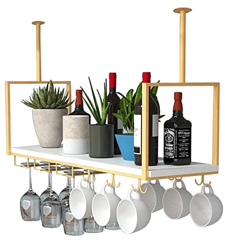 Étagère suspendue au plafond rétro Support à fleurs Étagères de rangement flottantes en bois Organisateur suspendu Casier à vin Porte-verre à vin Présentoir, pour Bar Cave Restaurant ( Size : 100x30x6
