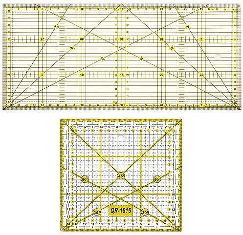ASelected 2er-Set Patchwork-Lineal, Acryl Quilten Lineal mit Skala, Patchworklineal zum Nähen, Universal Schneider Lineal Ideal zum Nähen, für Grafiken, Scrapbooking,15 x 15cm, 15 x 30cm