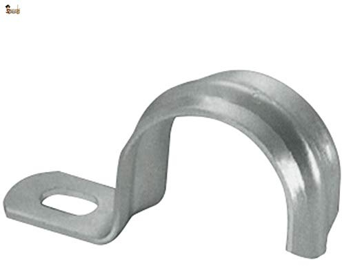 BricoLoco Grapa puente simple 1 pie. Abrazadera cable, tubo, manguera. Sujeción rápida y sencilla. Metálica con perforación para la fijación con tornillo. (5, D-25)