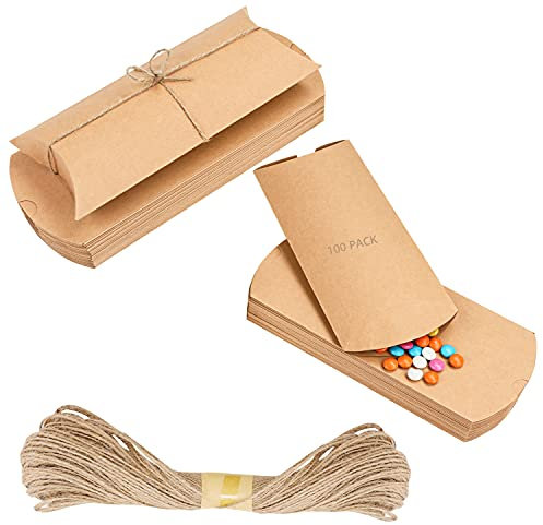 Belle Vous Kraftpapier Tüten Braune Kleine Geschenkbox mit Schnur (100Stk) - Vintage Geschenkkarton Klein, Schachteln für Hochzeit Gastgeschenk, Geburtstag, Party, Weihnachten, Babyparty, Geschenk