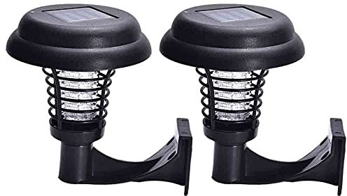 Gmjay 2 Pièces Solaire Anti-Moustique Jardin Insecte Tueur Piège Anti-Moustique Lampe Pelouse Murale Lumière pour Extérieur