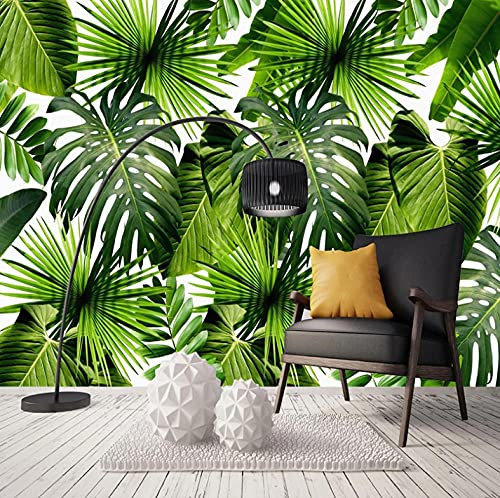 Papier Peint Chambre Papier Peint Salon Feuille de Bananier Dans Les Forêts: Trompe L Oeil | Déco Mural Tableaux Muraux Photo Mural Rustique Vintage Chambre Corridor Wallpaper