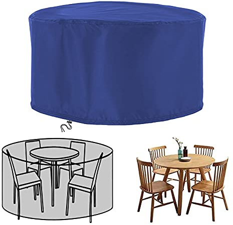 XDMYGTT Garden Furniture Covers Waterproof,170x90cm Round Garden Table Cover,Rattan Patio Furniture Covers,420D Oxford Patio Furniture Protector Covers,Windproof, Anti-UV,Tear-Resistant-Blue