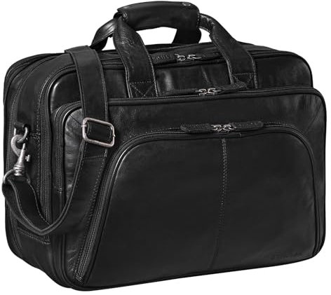 STILORD 'Calisto' Extra Große Arbeitstasche Leder Vintage Lehrertasche Aktentasche Office Bag XL Businesstasche für 2 Aktenordner 17 Zoll Laptoptasche Echtleder, Farbe:schwarz