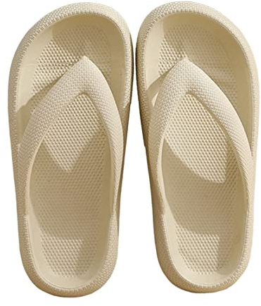zomebar Flip Flops ， 1 Paar Flip Flops Nicht rutschdicke Sohle Unisex helle Farb-Slip-On-Paar-Sandalen für Strand Beige 40/41