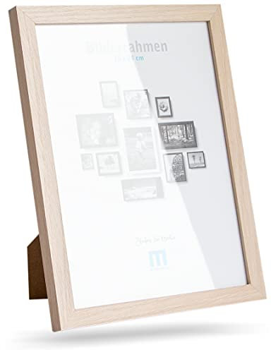 Cadre photo moderne moderne en MDF naturel pour photos et photos de 18x24 cm avec protection en verre acrylique,Peut être utilisé comme support de table ou pour le mur, en format portrait ou paysage.