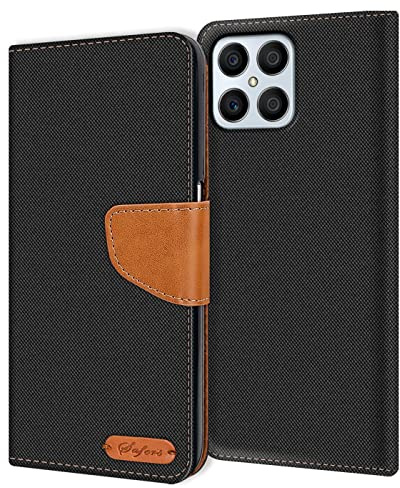 Verco Coque pour Honor X8, Étui Portefeuille Compatible avec Honor X8 Case Textures de Fibre Housse de Protection, Noir