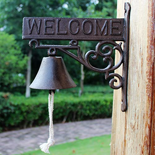 Türglocke Gusseisen Glocke Massives Eisen Dinner Bell für Haustür, Wetterfeste Türklingeln für Den Garten Lebensmittelgeschäft Cafe, Mittlere Hängende Türklingel
