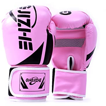 wueiooskj 1 par de guantes de boxeo portátiles para hombres y mujeres, práctica de entrenamiento, guantes de boxeo ajustables, Protector de manos, accesorios de engranajes deportivos, Rosa 10oz