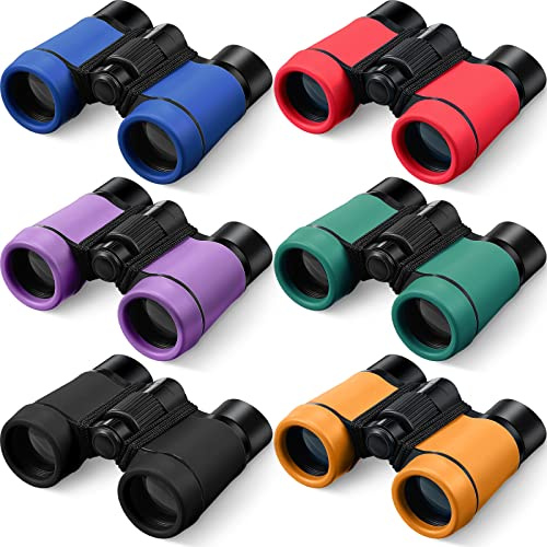 6 Pack Binoculars for Kids for Age 3-12 Years Boys Girls Kids Binoculars Shock Proof Toy Outdoor Gift Hunting Folding Small Telescope for Bird Watching Educational Learning Exploration(Stylish Colors)