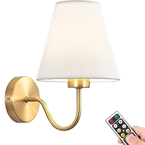KEFA Battery Operated Wall Sconce, Battery Powered Light with Remote Dimmable Bulb, Easy to Install, for Bedroom, Living Room, TV Wall, Lounge, Farmhouse