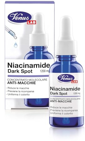 Venus, Niacinamide Dark Spot Concentrato Molecolare Anti-Macchie, Riduce e Previene Macchie Scure, Uniforma e Illumina il Colorito della Pelle, Ideale per Viso e Mani, 30 ml